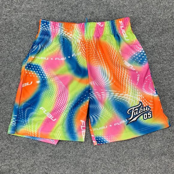 Forever 21 x Fubu Short Womens M Elastic Waist Embroidered Mesh Knit Abstract - Picture 2 of 14